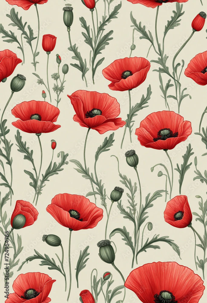 Fototapeta premium Red poppy flowers on pastel background. Remembrance Day, Armistice Day, Anzac day symbol