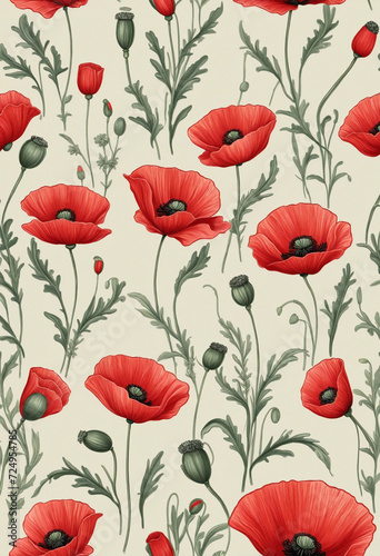 Red poppy flowers on pastel background. Remembrance Day  Armistice Day  Anzac day symbol