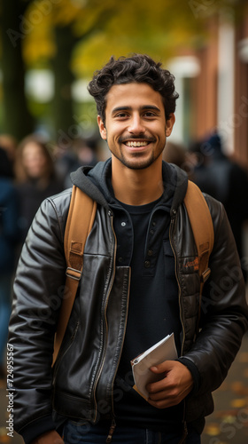 Portrait of cheerful college student © Mujahid