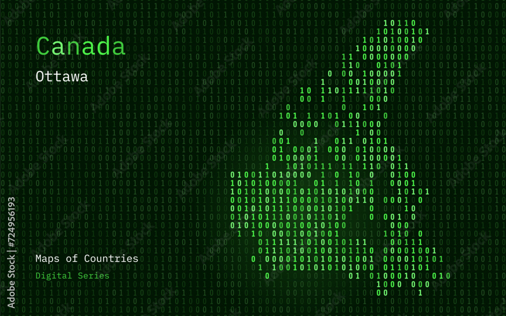 Canada Map Shown in Binary Code Pattern. TSMC. Matrix numbers, zero, one. World Countries Vector Maps. Digital Series Canada Map Shown in Binary Code Pattern. TSMC. Matrix numbers, zero, one. World Countries Vector Maps. Digital Series