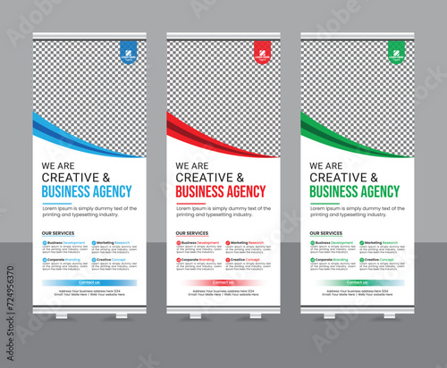 Digital Marketing agency roll up banner design vector template. Ads business roll up banner, pull-up design, modern x-banner design