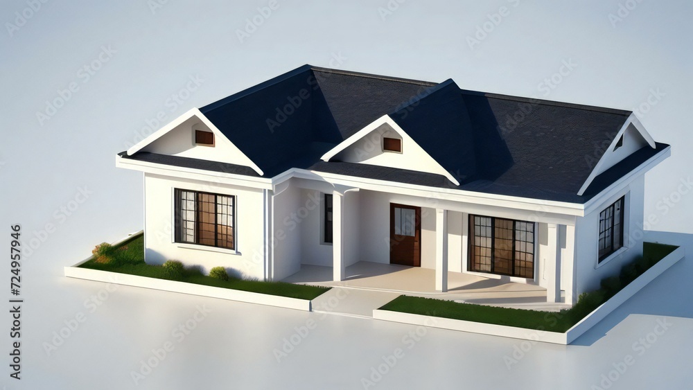 3d house model rendering on white background, Clean and precise 3D illustration modern cozy house. Concept for real estate or property. 3d house model rendering on white background, Clean and precise 3D illustration modern cozy house. Concept for real estate or property.