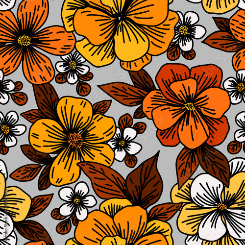 Seamless floral pattern. Design for wallpaper  fabric  wrapping paper  cover and more. 