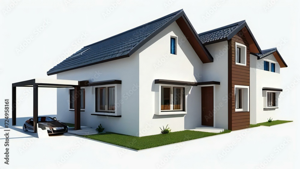3d house model rendering on white background, Clean and precise 3D illustration modern cozy house. Concept for real estate or property. 3d house model rendering on white background, Clean and precise 3D illustration modern cozy house. Concept for real estate or property.