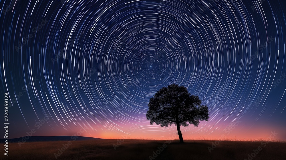 A long exposure shot of star trails.