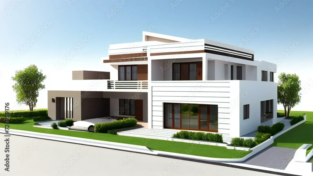 3d house model rendering on white background, Clean and precise 3D illustration modern cozy house. Concept for real estate or property. 3d house model rendering on white background, Clean and precise 3D illustration modern cozy house. Concept for real estate or property.