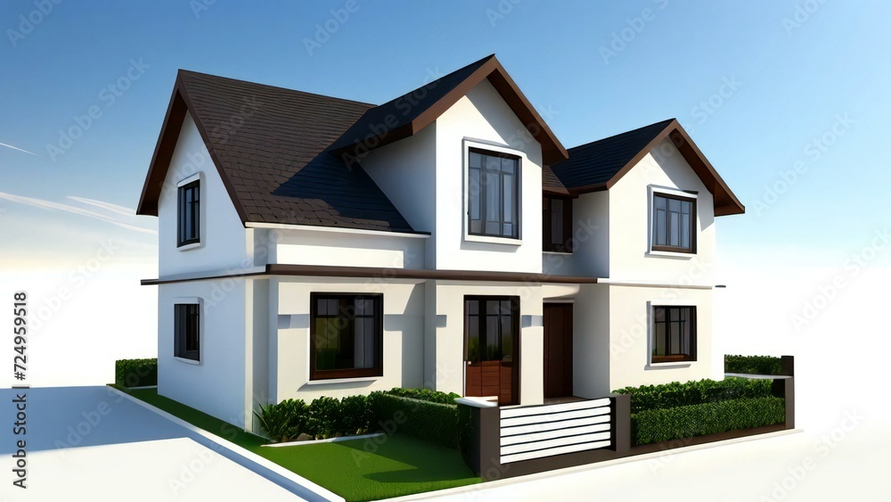 3d house model rendering on white background, Clean and precise 3D illustration modern cozy house. Concept for real estate or property. 3d house model rendering on white background, Clean and precise 3D illustration modern cozy house. Concept for real estate or property.