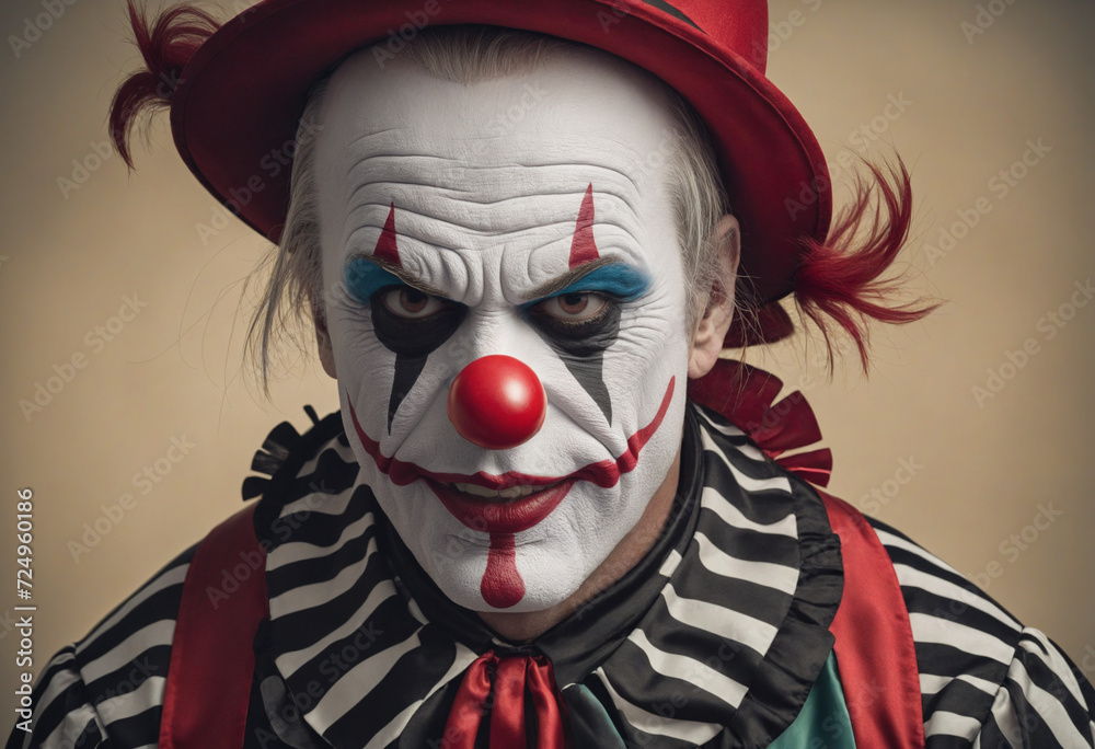 Portrait of a man dressed as a clown with sand desert background Portrait of a man dressed as a clown with sand desert background