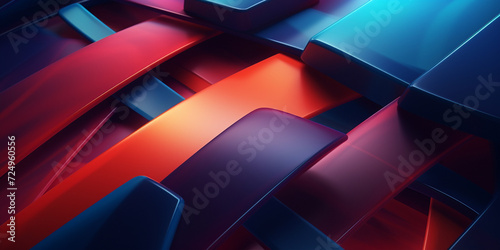 Rendering of purple and red abstract geometric background Scene for advertising technology showcase banner game sport cosmetic business metaverse. photo