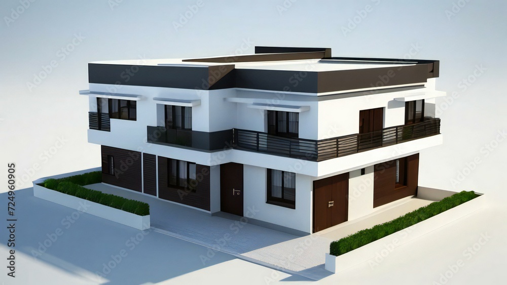 3d house model rendering on white background, Clean and precise 3D illustration modern cozy house. Concept for real estate or property. 3d house model rendering on white background, Clean and precise 3D illustration modern cozy house. Concept for real estate or property.