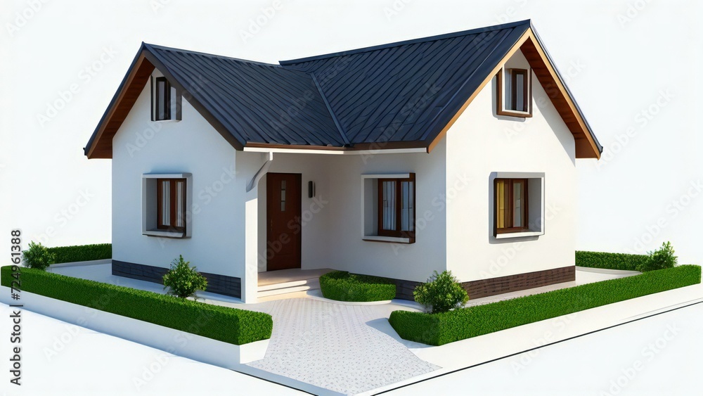 3d house model rendering on white background, Clean and precise 3D illustration modern cozy house. Concept for real estate or property. 3d house model rendering on white background, Clean and precise 3D illustration modern cozy house. Concept for real estate or property.