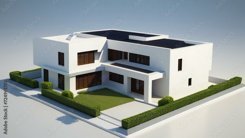 3d house model rendering on white background, Clean and precise 3D illustration modern cozy house. Concept for real estate or property. 3d house model rendering on white background, Clean and precise 3D illustration modern cozy house. Concept for real estate or property.