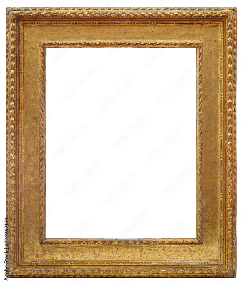 Golden picture frame on a transparent background, in PNG format. Golden picture frame on a transparent background, in PNG format.