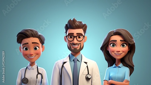 3D Doctor Avatars, Male and Female Hospital Smiling Staff Showcase Friendly Professional team. Medical Team Characters from Nurse to Cardiologist, pharmacist. Emergency help therapist