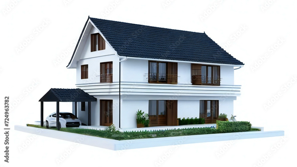 3d house model rendering on white background, Clean and precise 3D illustration modern cozy house. Concept for real estate or property. 3d house model rendering on white background, Clean and precise 3D illustration modern cozy house. Concept for real estate or property.