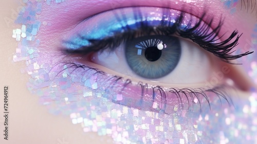 glitter eye makeup of a women 