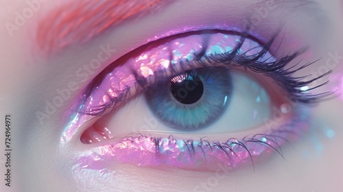 glitter eye makeup of a women 