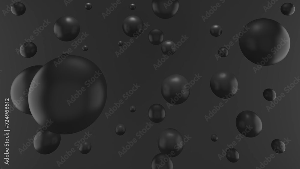 black ball on a black background,soap bubbles,3d rendering