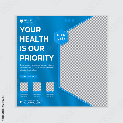 Medical healthcare set of healthcare service suitablesocial media post design and web banner template