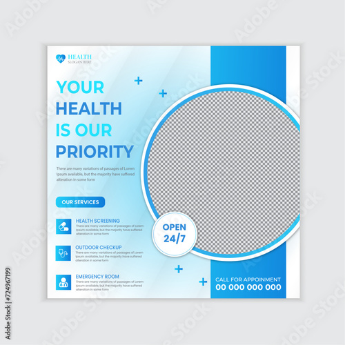 Medical healthcare set of healthcare service suitablesocial media post design and web banner template