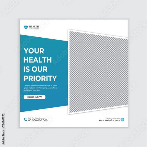 Medical healthcare set of healthcare service suitablesocial media post design and web banner template