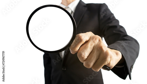 Business people search for information and business news. Document review and search