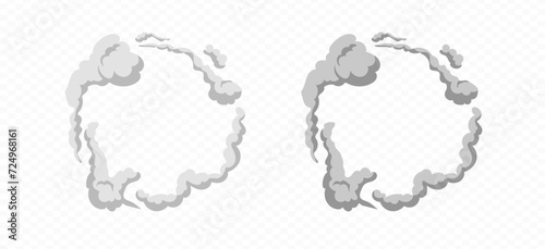 Smoke cartoon vector picture frame . Comic smoke dust border