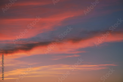 A sunset. Heaven, orange sky Sun rays Wallpaper © Raul