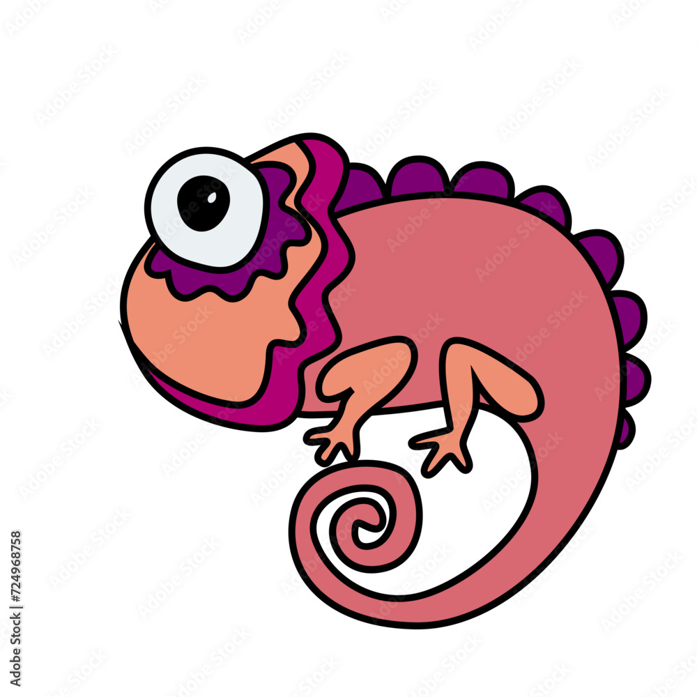 Fototapeta premium Chameleon cartoon silhouette vector illustration