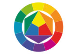Color Wheel Illustration for Understanding Color Theory. Primary, Secondary, and Tertiary Colors in Balanced Palette. PNG