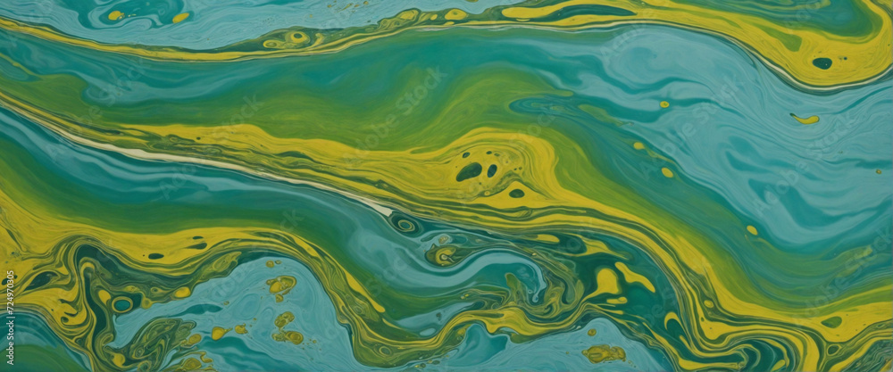 Vibrant oil patterns on water's surface - obrazy, fototapety, plakaty 