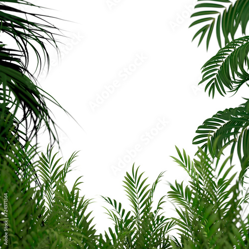 Naturaleza tropical aislada sobre fondo transparente.
Fondo de plantas y arbustos. Hojas y troncos de bambú.