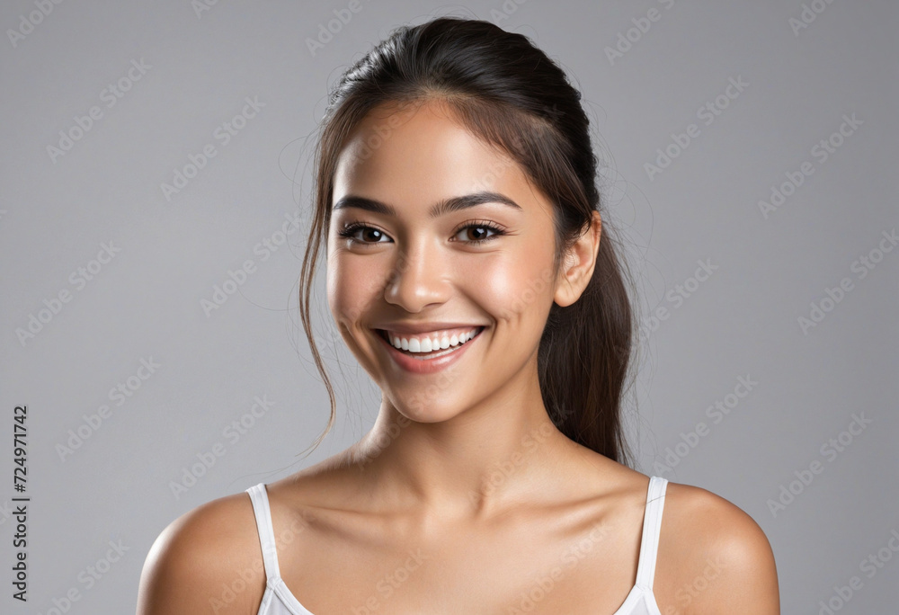 Happy young Hispanic woman gazing off into the distance. Happy young Hispanic woman gazing off into the distance.