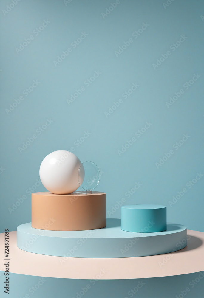 Geometric Product Showcase on Light Blue Background - Minimalistic Scene Stage for Product Promotion Geometric Product Showcase on Light Blue Background - Minimalistic Scene Stage for Product Promotion