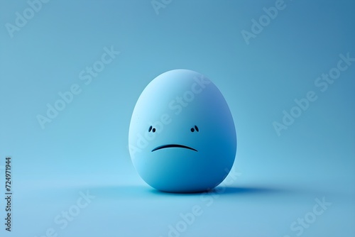 a egg with a sad face and green background, in the style of octane render, isolated landscapes, cinestill 50d, minimalist sculptor, matte background, smilecore, emotionally charged scenes photo