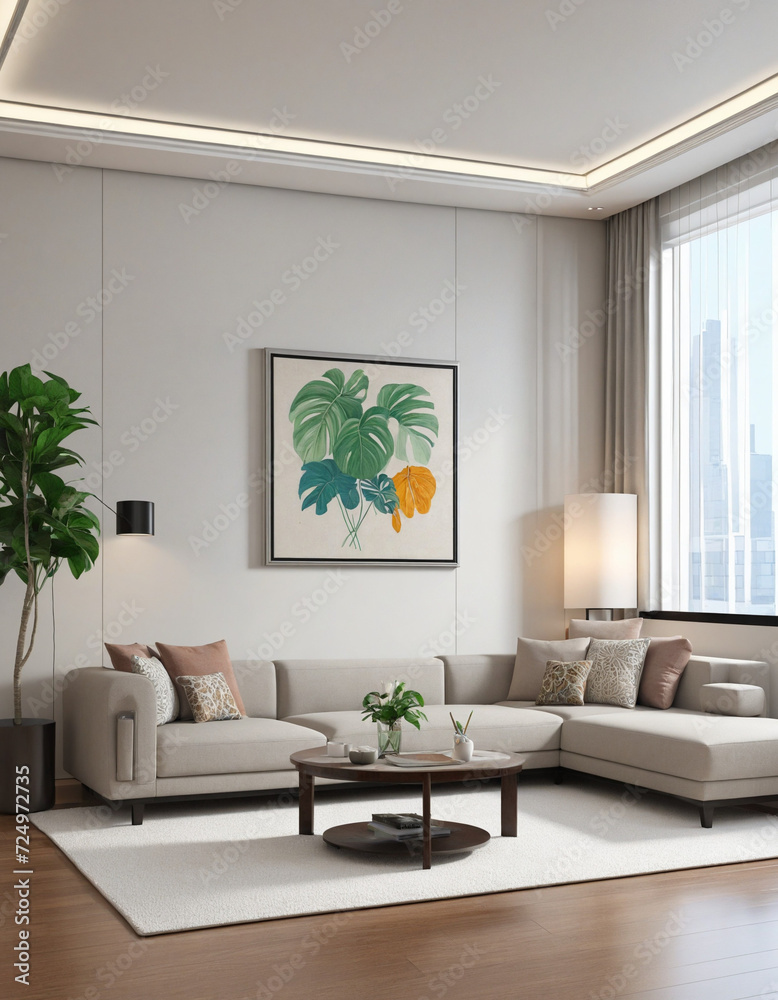 Modern Living Room Furniture in 3D Rendering Modern Living Room Furniture in 3D Rendering