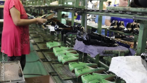 Conveyor with shoes in workshop of Ralf Ringer factory.  photo