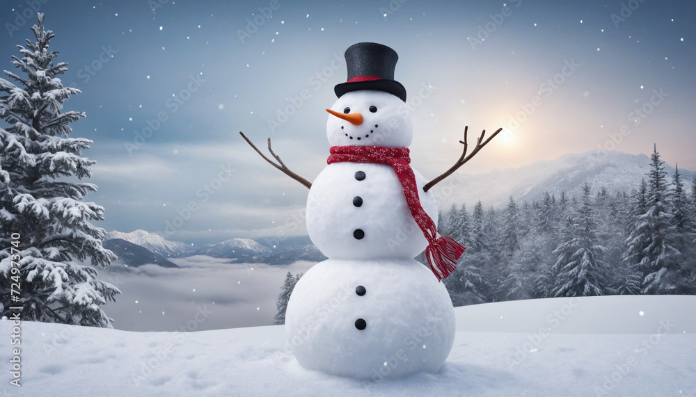 Festive scene with Happy snowman