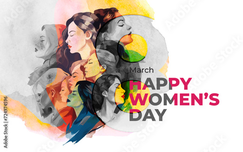 8th March Happy Women's Day Vector Background Design Template
