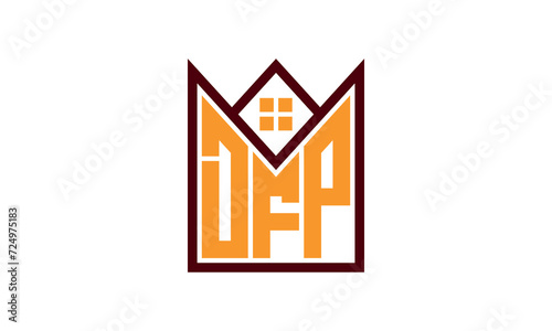 DFP initial letter real estate builders logo design vector. construction ,housing, home marker, property, building, apartment, flat, compartment, business, corporate, house rent, rental, commercial