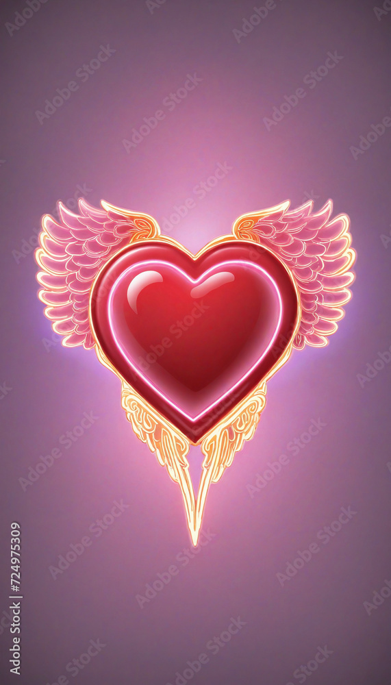 Illuminated Heart with Wings