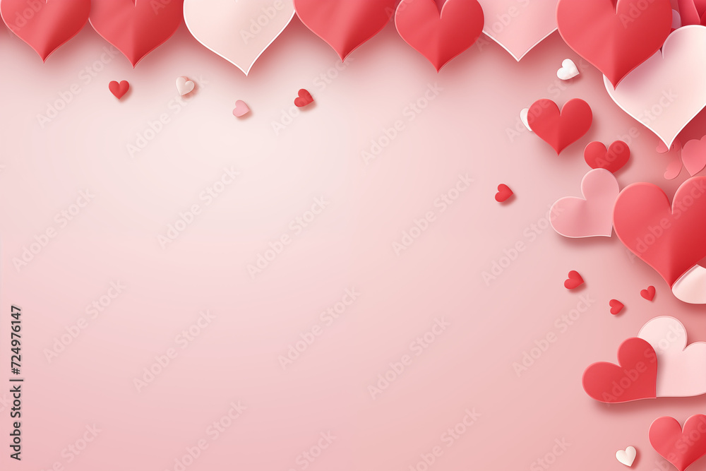 Red paper hearts isolated on white background. High quality photo