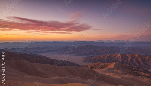 Sunset over a majestic mountain landscape illustration © SR07XC3