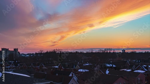 Colourful time-lapse of a Sunset in Kingston, Ontario, Canada photo