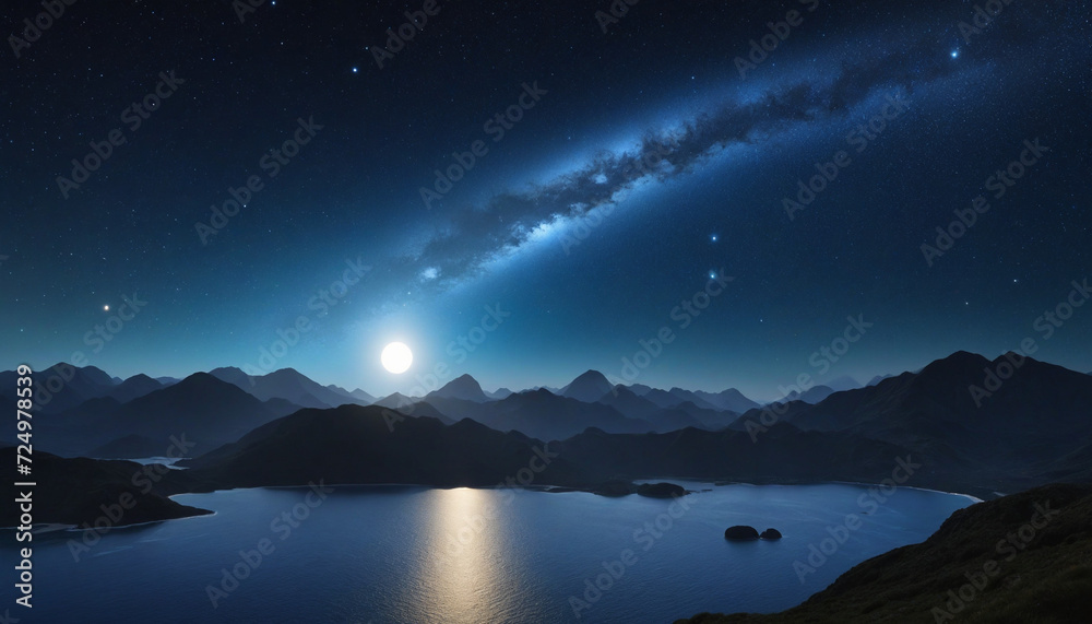 Cosmic scenery with planets and stars, outer space panorama