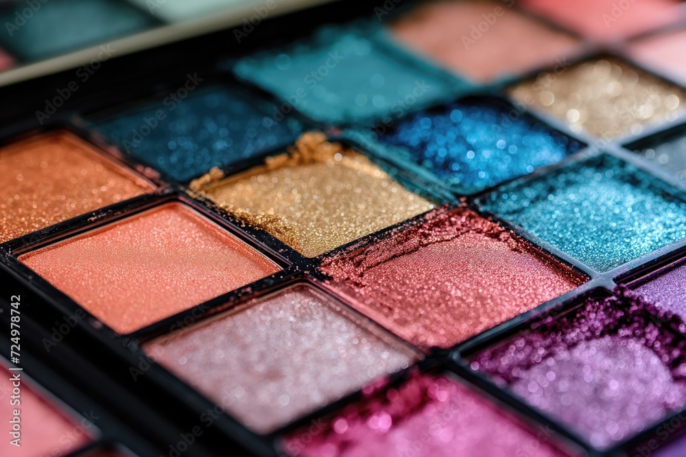 Palettes of shiny powder eye shadows Palettes of shiny powder eye shadows