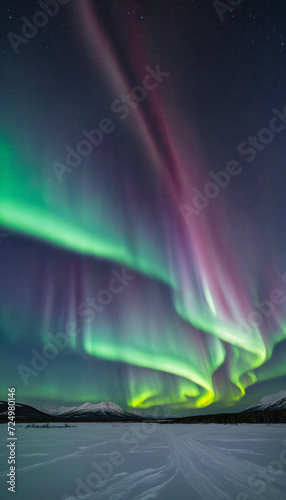 A natural light display in the Earth s sky  predominately seen in high-latitude regions.