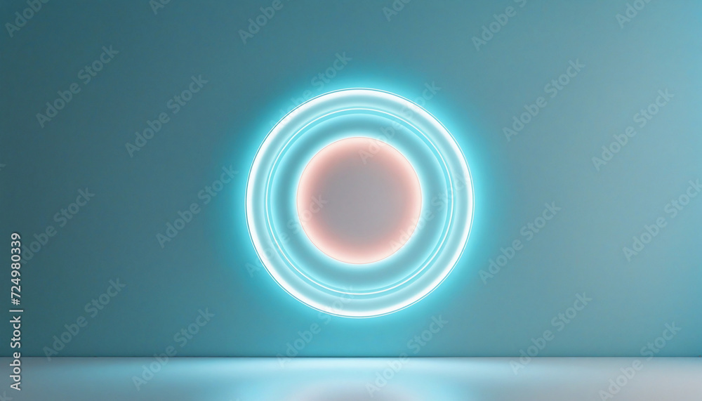 Sleek blue abstract background with neon circle - perfect for product displays