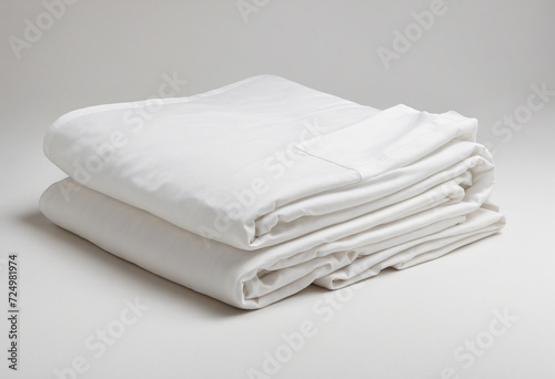Fresh bed sheets stack on transparent background, PNG