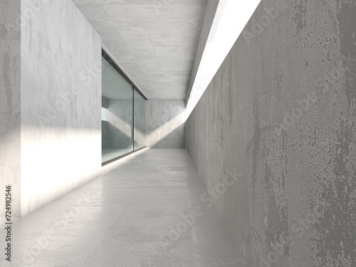 Abstract futuristic concrete and glass architecture. Minimalistic interior. © VERSUSstudio